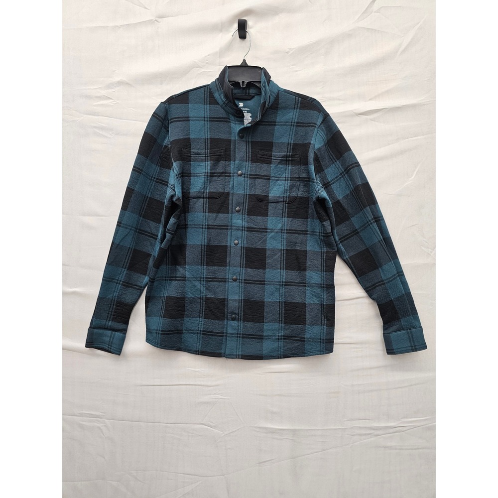 All In Motion Boys XXL 16/18 Teal Plaid Flannel Snap Front Shirt Jacket NWT
